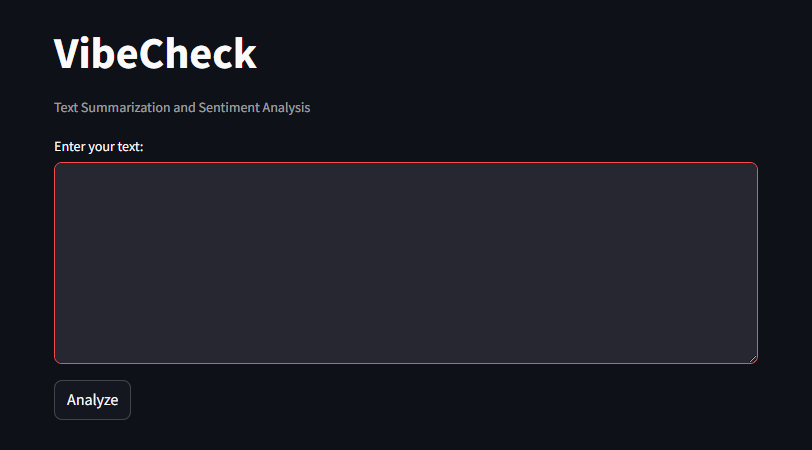 VibeCheck - Text Summarizer & Sentiment Analyzer